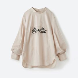 haco! | 刺繍がレースのよう 袖ぽんわりブラウス〈ベージュ〉