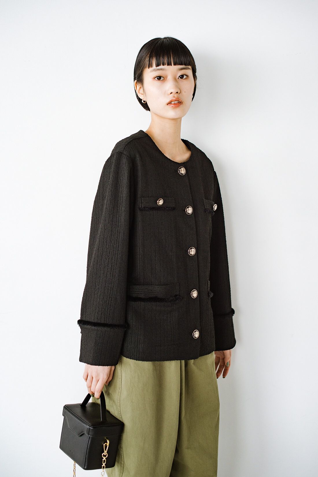 ANNA LUNA カットツイードフリンジジャケット｜レディースファッション