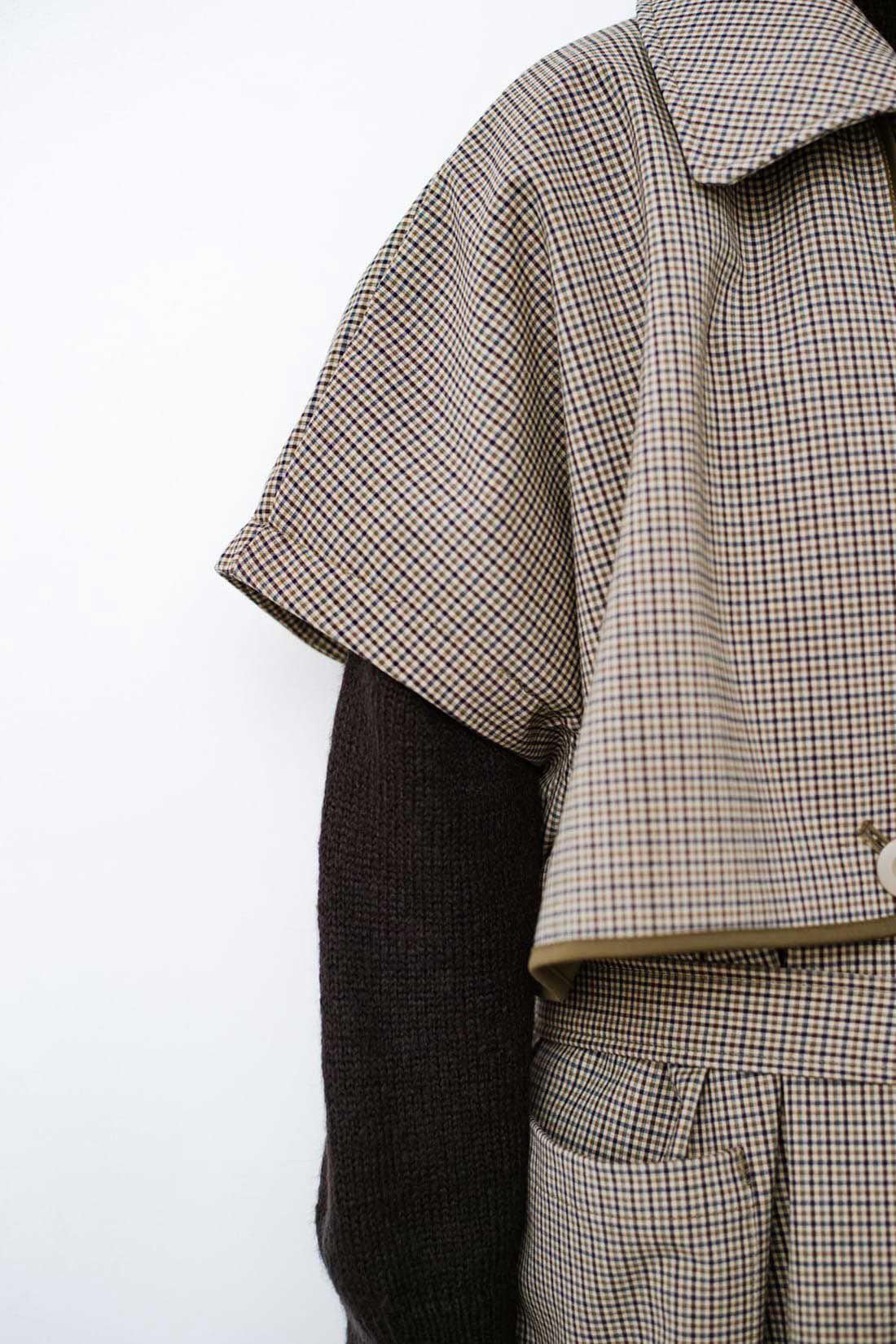 haco!［ハコ］|Ｆ／ＣＥ． CHECK BONDING STAND FALL COLLAR CT〈ベージュ系その他〉