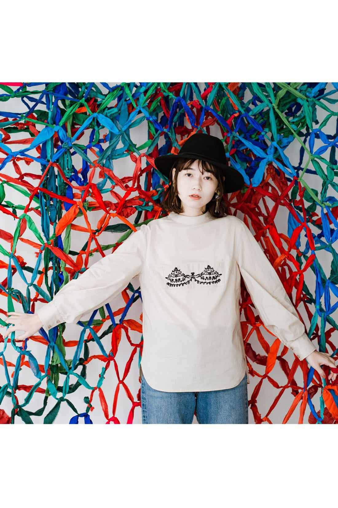 haco!|ｈａｃｏ！　上品な刺繍がまるでレースのよう　オーガニックコットンの袖ぽんわりブラウス　ｆｒｏｍ　Ｓｔｉｔｃｈ　ｂｙ　Ｓｔｉｔｃｈ