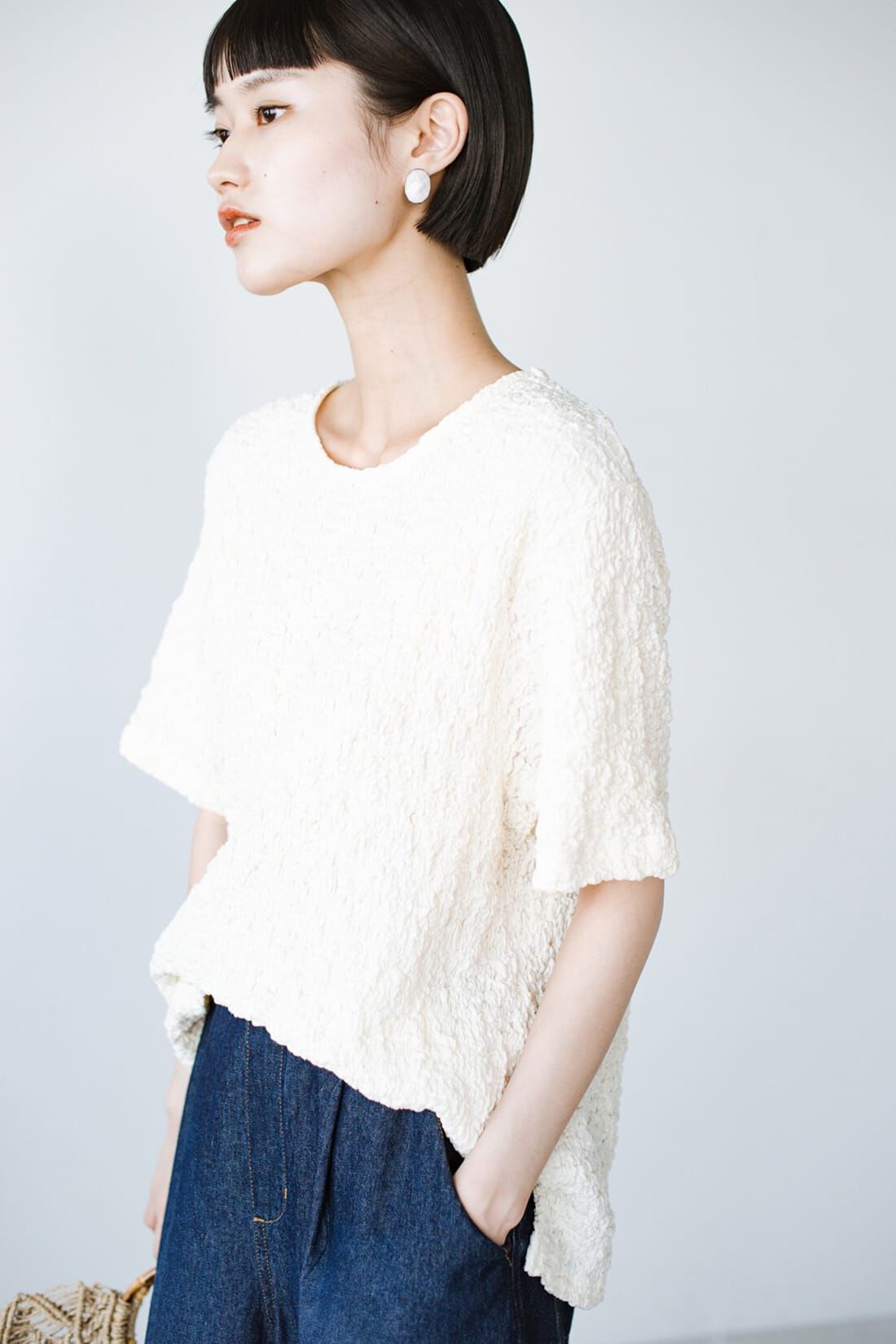 haco!［ハコ］|ＡＮＮＡ ＬＵＮＡ ボコボコカット後ろジップ５分袖プルオーバー