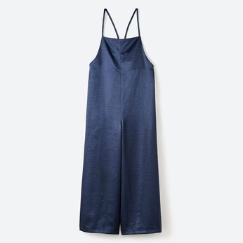 haco! | サテン素材が華やか 便利なサロペットパンツ〈ネイビー〉