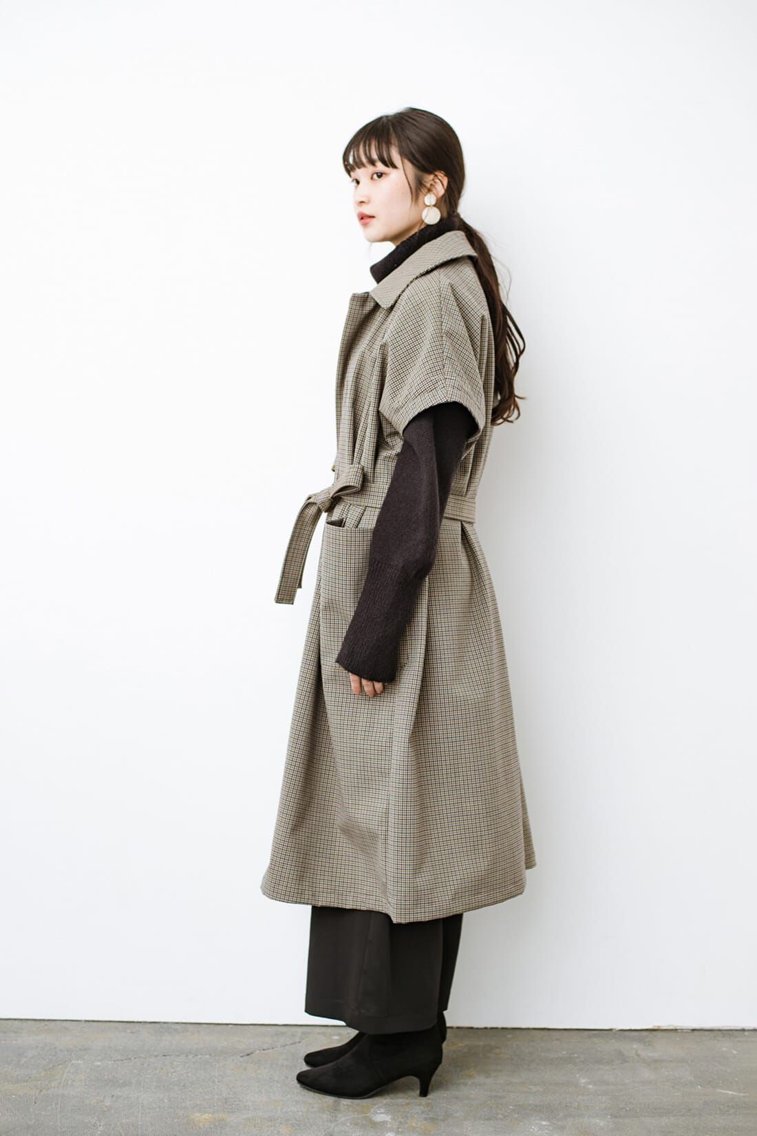 haco!［ハコ］|Ｆ／ＣＥ． CHECK BONDING STAND FALL COLLAR CT〈ベージュ系その他〉