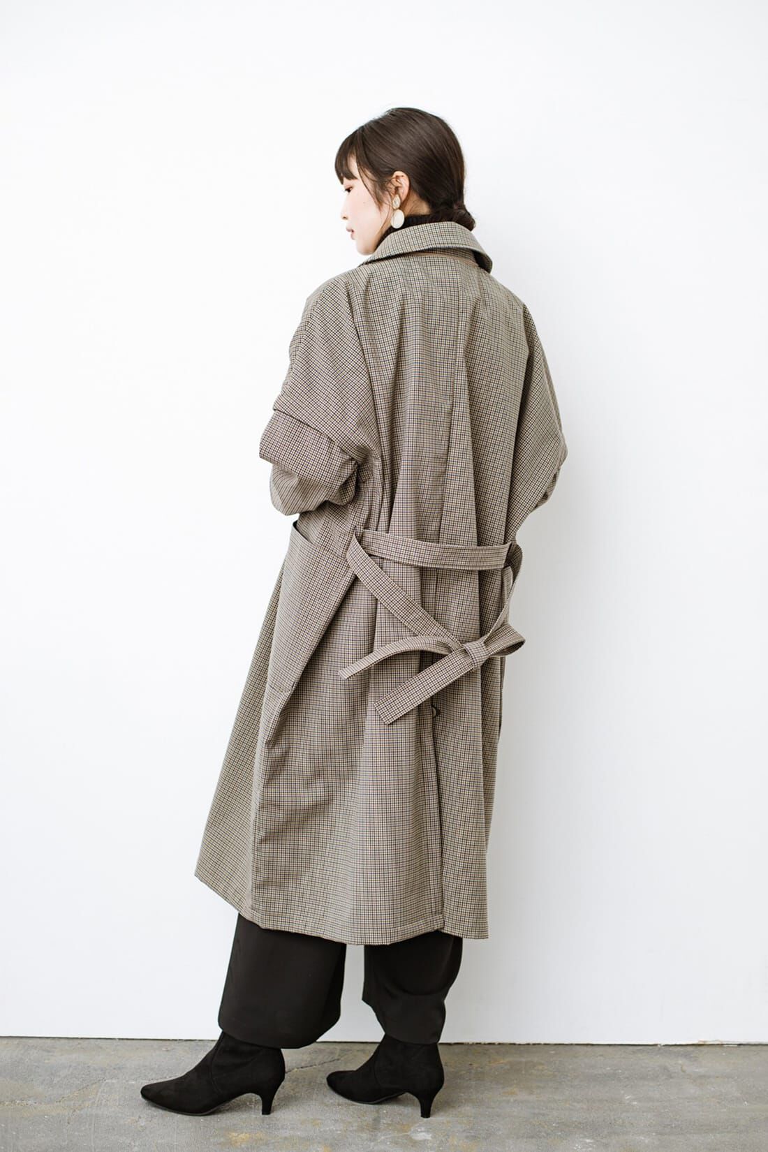 haco!［ハコ］|Ｆ／ＣＥ． CHECK BONDING STAND FALL COLLAR CT〈ベージュ系その他〉