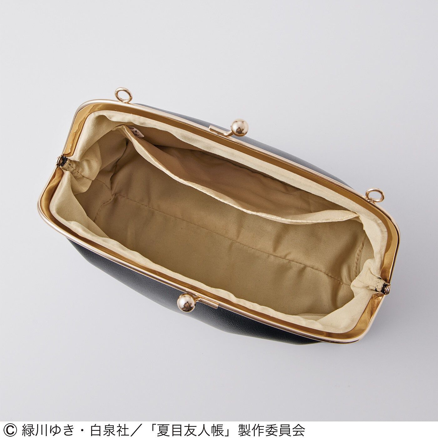 フェリシモギフトショップ|夏目友人帳×猫部　大人かわいいゴールドがキラリ　ニャンコ先生のがま口バッグ〈黒〉