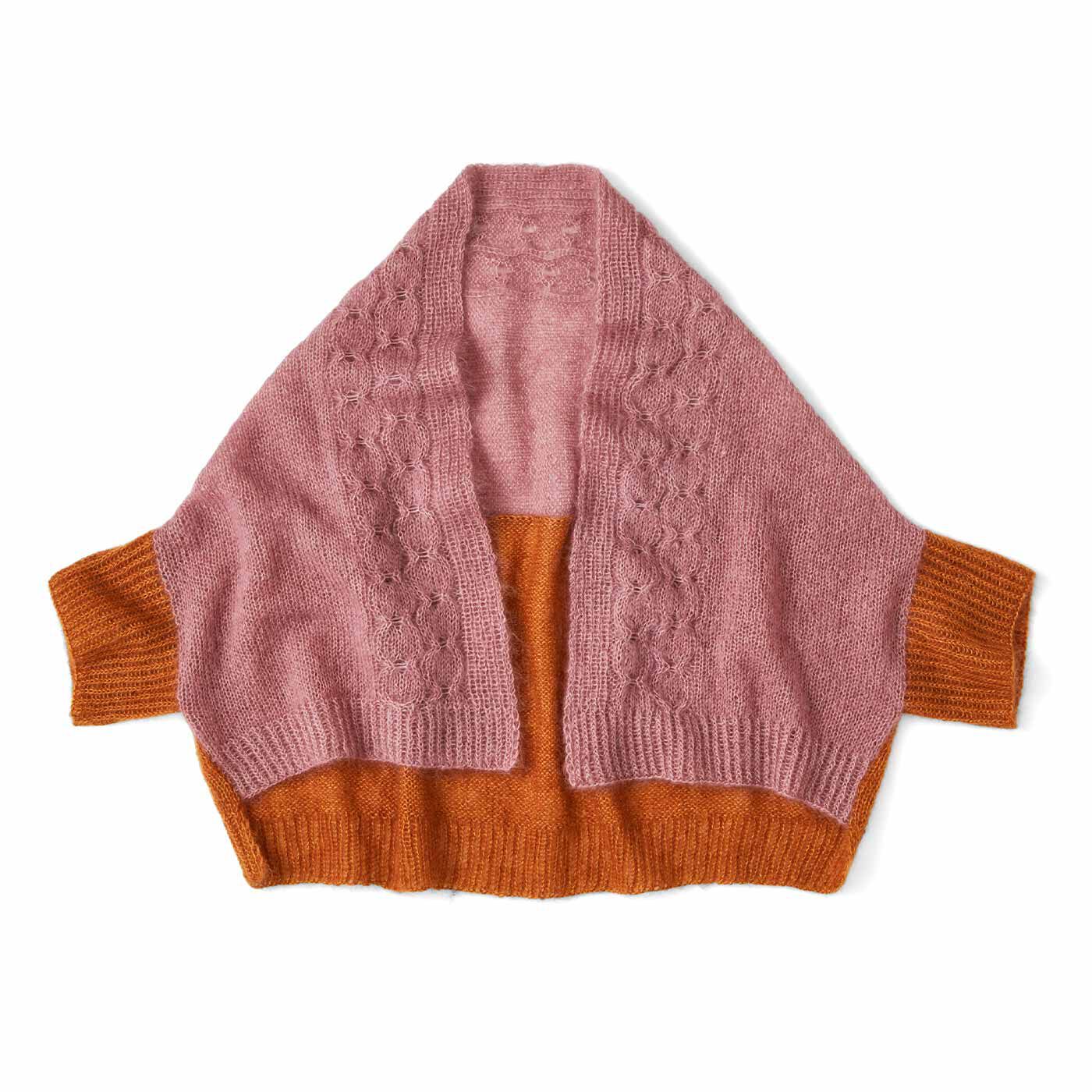 フェリシモギフトショップ|ROWAN × amuhibi はじめてさんの「着るもの」シリーズ　ふんわりカーディガン〈ピンクと金茶〉|ピンクと金茶
