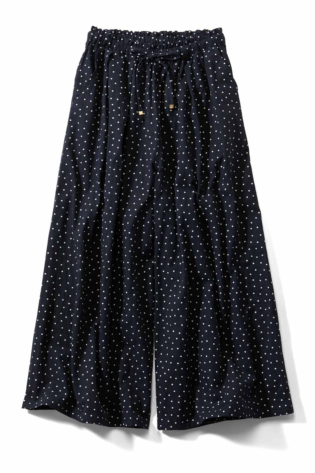 フェリシモギフトショップ|リブ イン コンフォート ふんわりダブルガーゼのナチュラルガウチョパンツ〈ドット〉|〈ドット〉