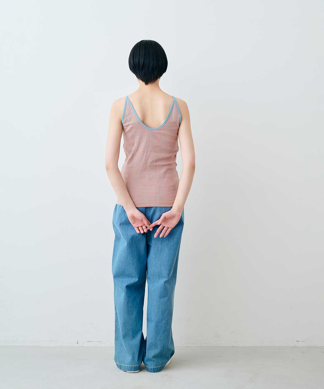 フェリシモギフトショップ|【WEB限定】miller リブボーダーカップ付きキャミタンク〈レッド×ベージュ〉【シロップ．バスケット】
