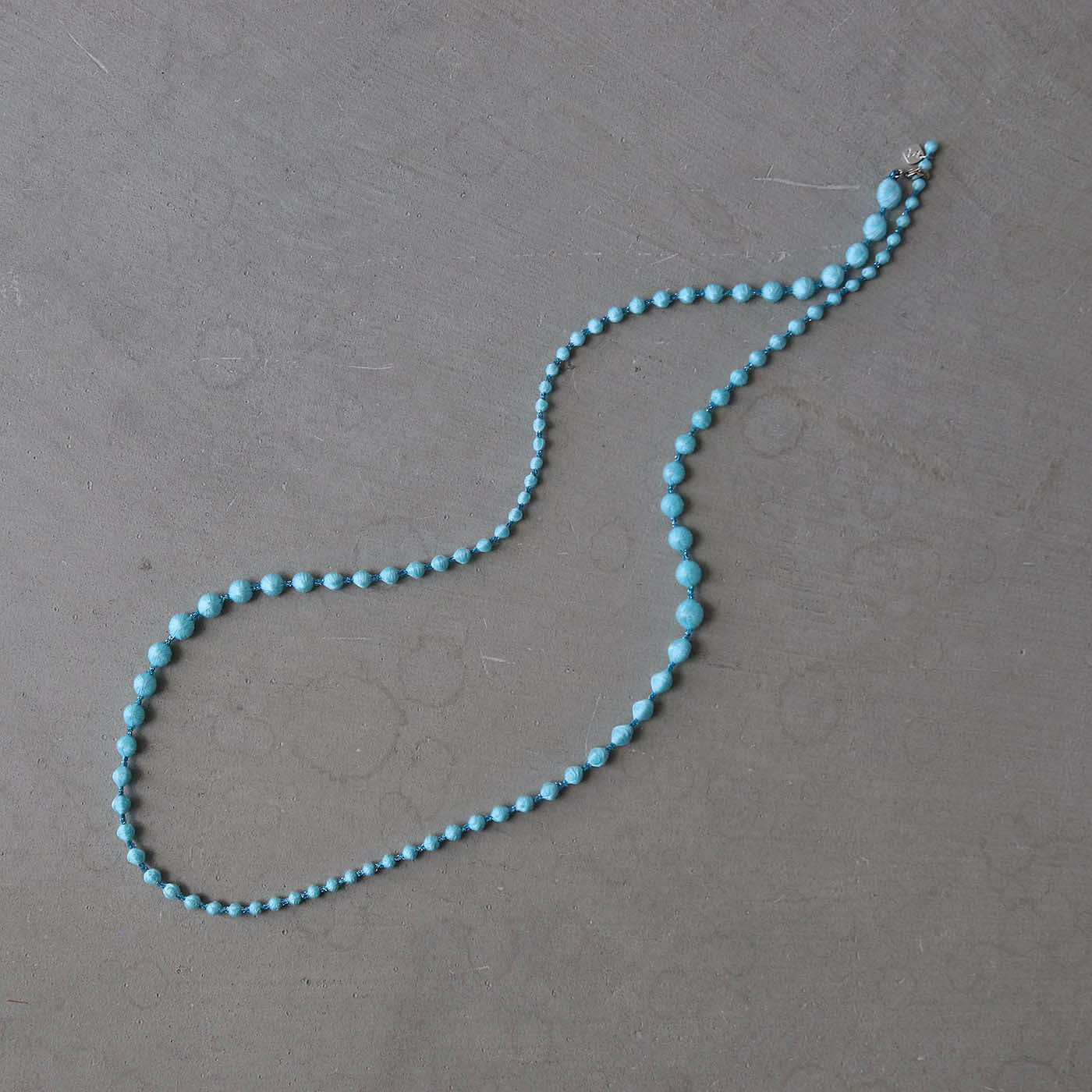 フェリシモギフトショップ|群馬の刺繍工房が作った　誕生石色の刺繍珠ネックレス〈アクアマリンブルー色・3月生まれ〉[日本製]