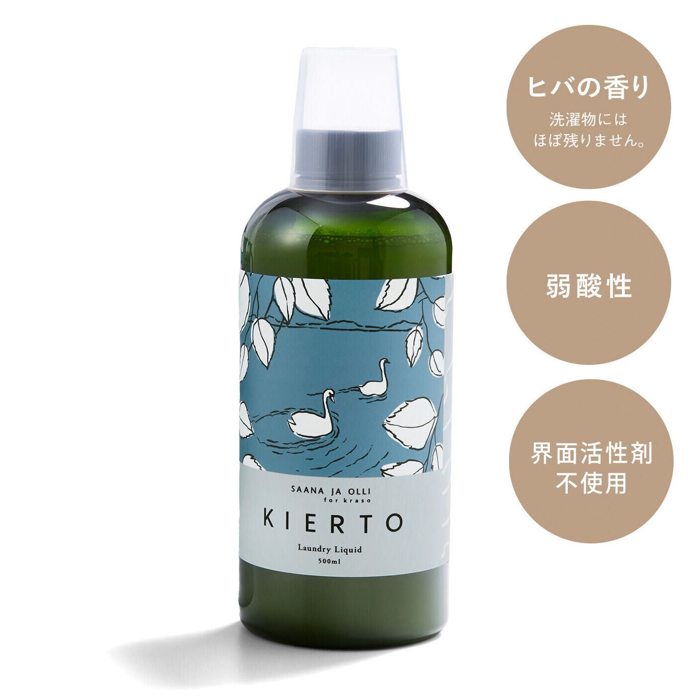 フェリシモギフトショップ|サーナ ヤ オッリ　界面活性剤を含まない　ハーブで洗う自然由来の衣類洗い　KIERTO（キエルト）〈ボトル〉|PATTERN／Swans