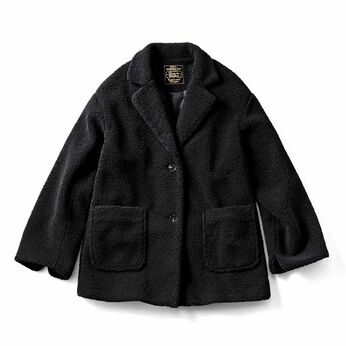 フェリシモギフトショップ | はまじ オシャレ見え ボア素材ジャケットコート〈ブラック〉