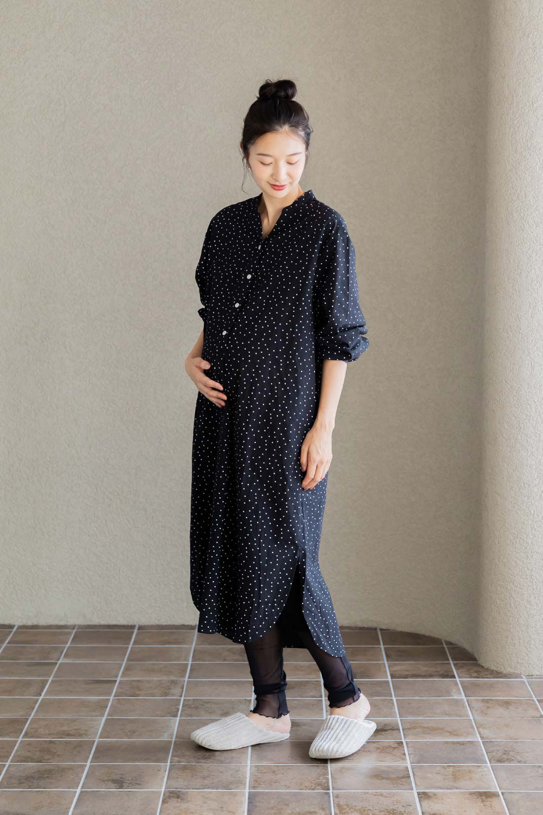 フェリシモギフトショップ|Moredde　マタニティから産後も使える　ママによりそうワンピースパジャマ〈ドット〉