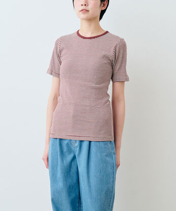 フェリシモギフトショップ | miller リブボーダーＴシャツ〈レッド×ベージュ〉