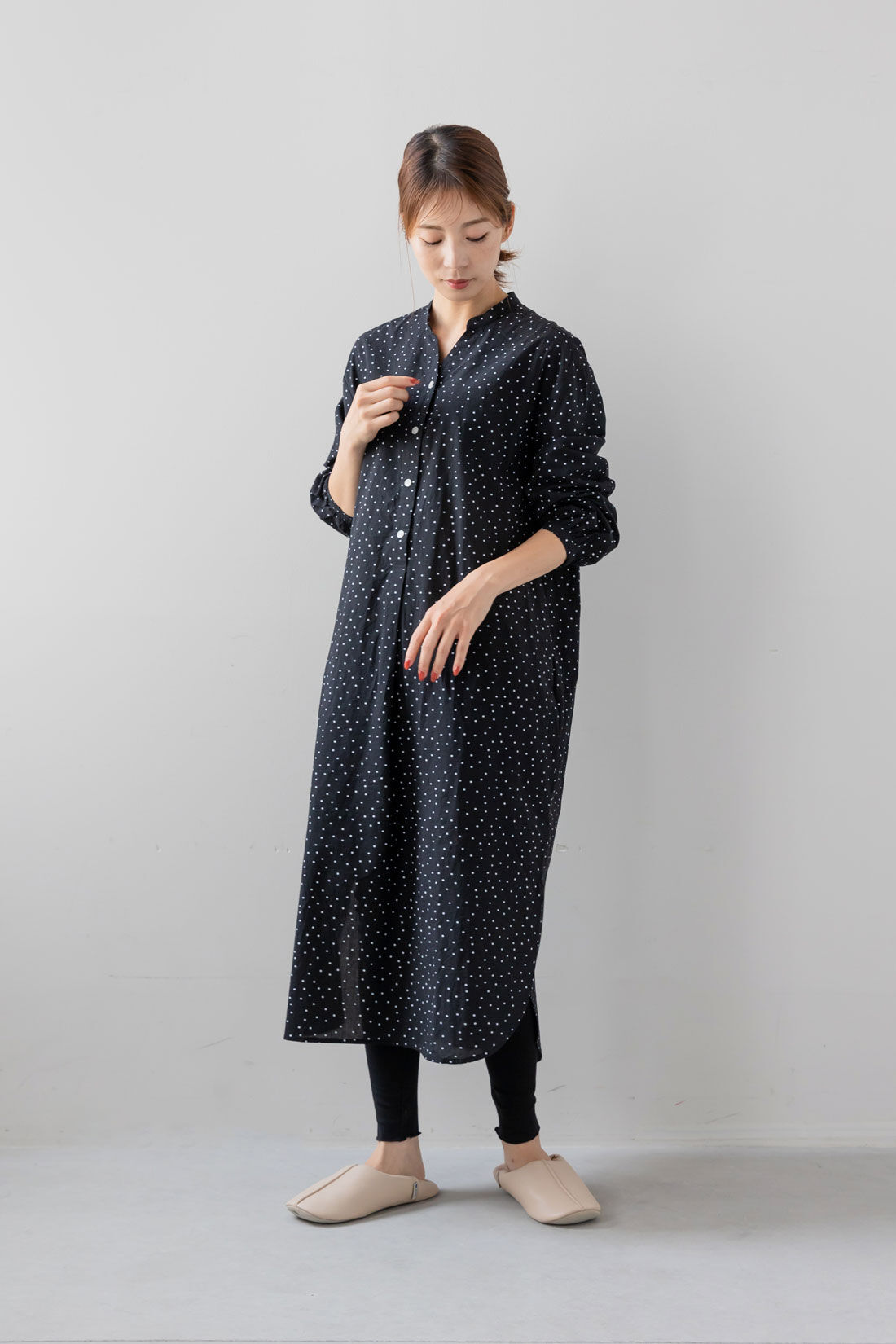 フェリシモギフトショップ|Moredde　マタニティから産後も使える　ママによりそうワンピースパジャマ〈ドット〉