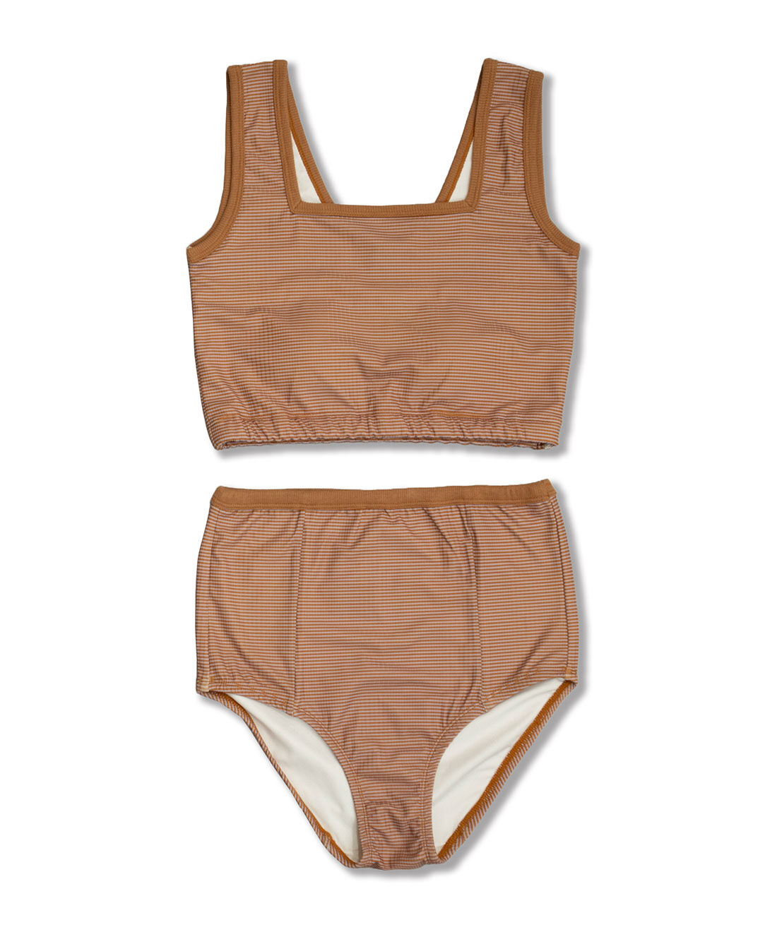フェリシモギフトショップ|【WEB限定】miller ボーダータンクトップ＆パンツ スイムウェアーセット〈テラコッタオレンジ〉【シロップ．バスケット】