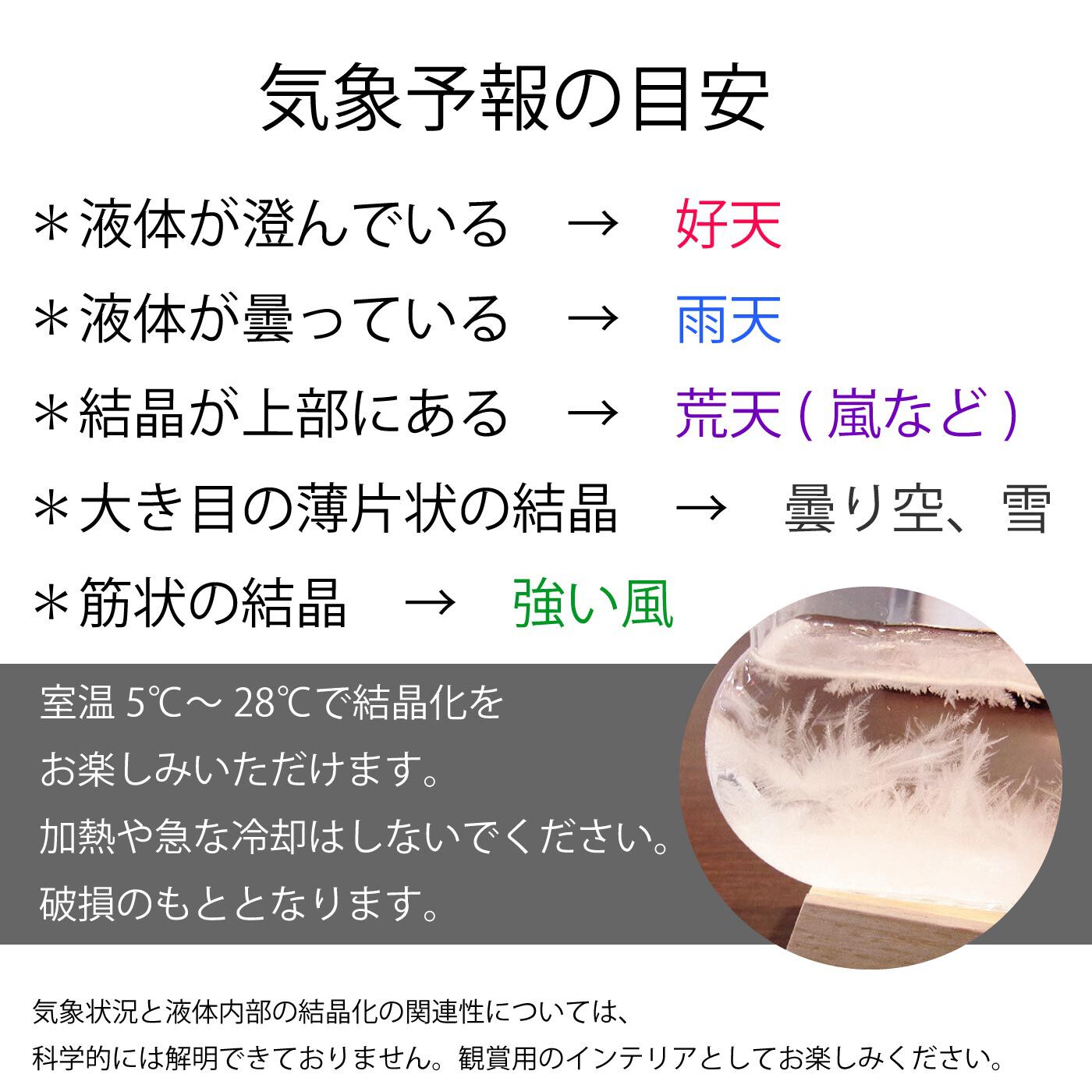 フェリシモギフトショップ|結晶の変化が楽しみに 雲形のガラスがかわいい ストームグラス