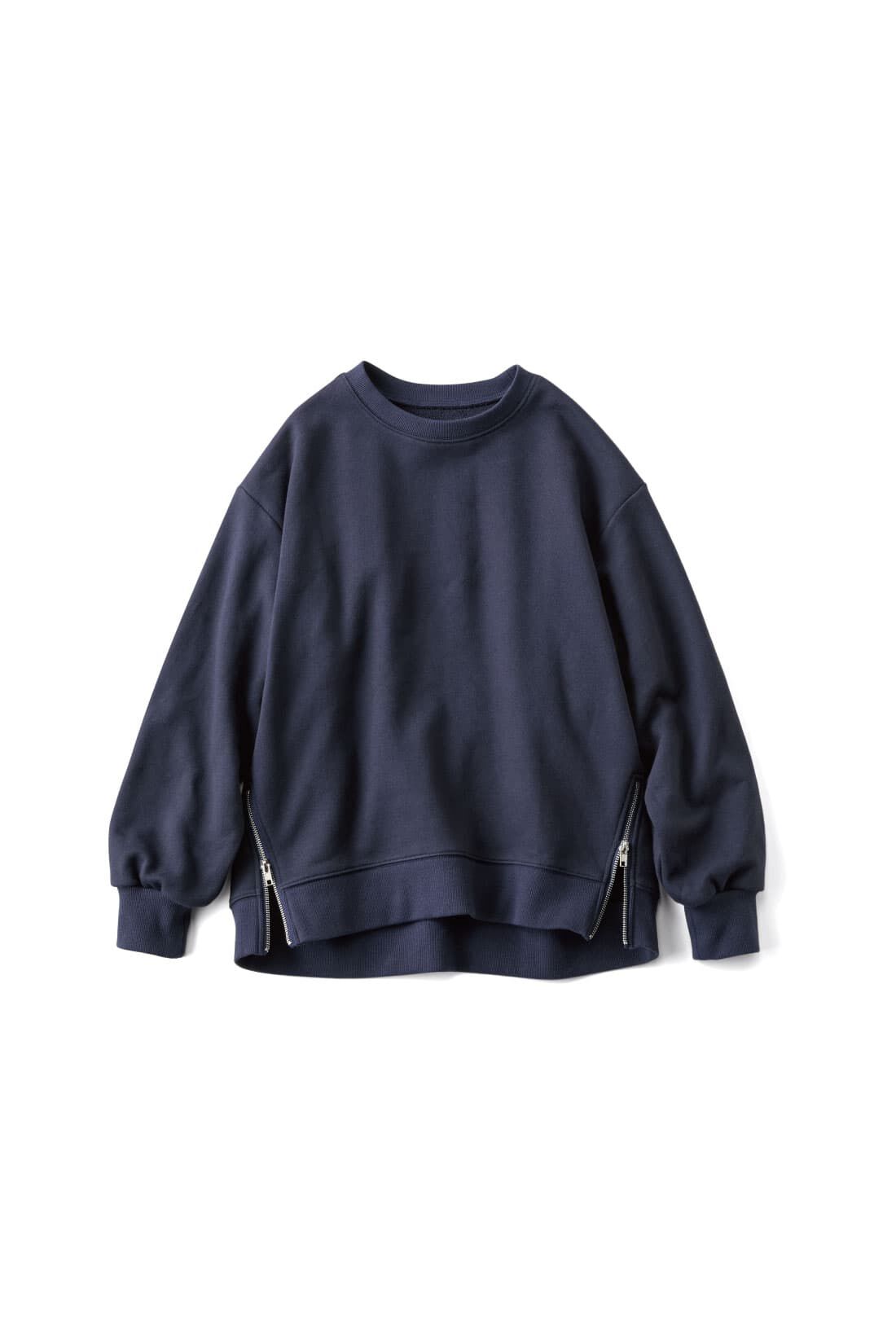 フェリシモギフトショップ|リブ イン コンフォート　Ｌｉｖｅ　Ｌｏｖｅ　ＣｏｔｔｏｎⓇプロジェクト　大人っぽく着られる　すそファスナースウェットトップス 〈ネイビー〉|ネイビー