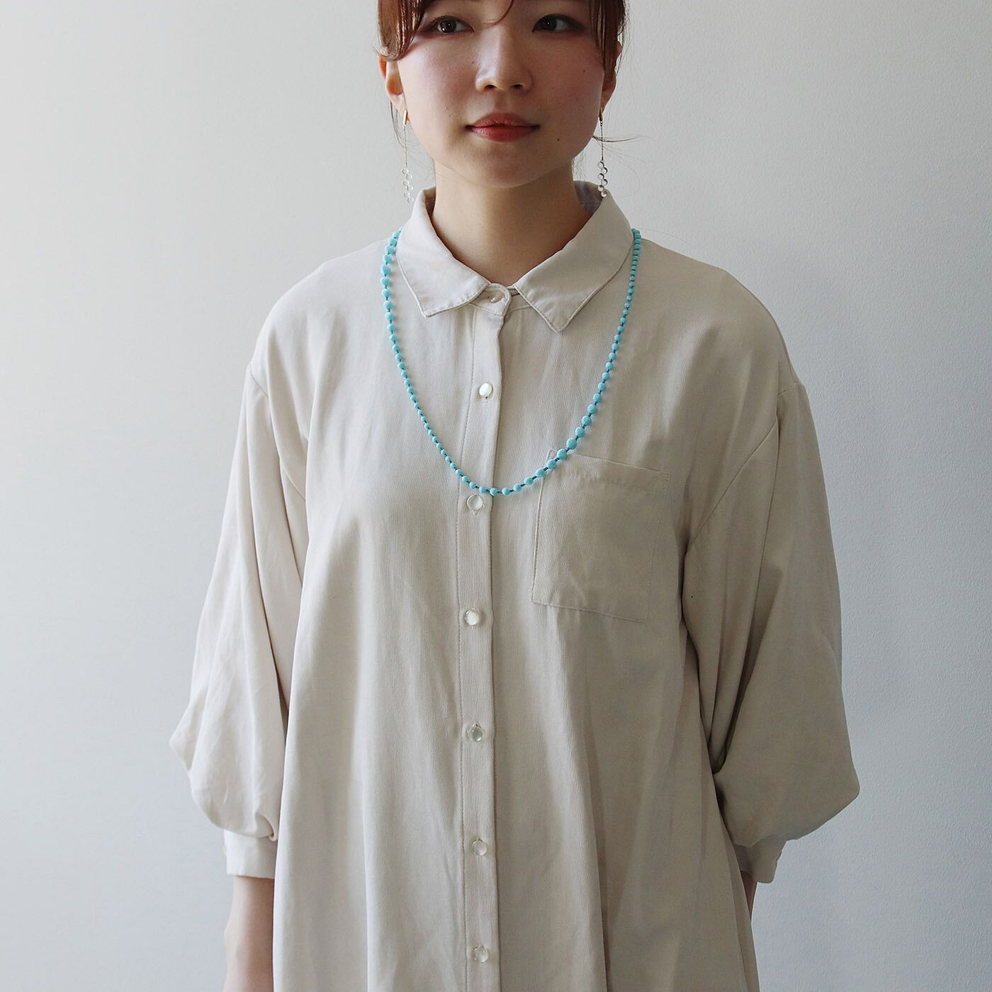 フェリシモギフトショップ|群馬の刺繍工房が作った　誕生石色の刺繍珠ネックレス〈アクアマリンブルー色・3月生まれ〉[日本製]