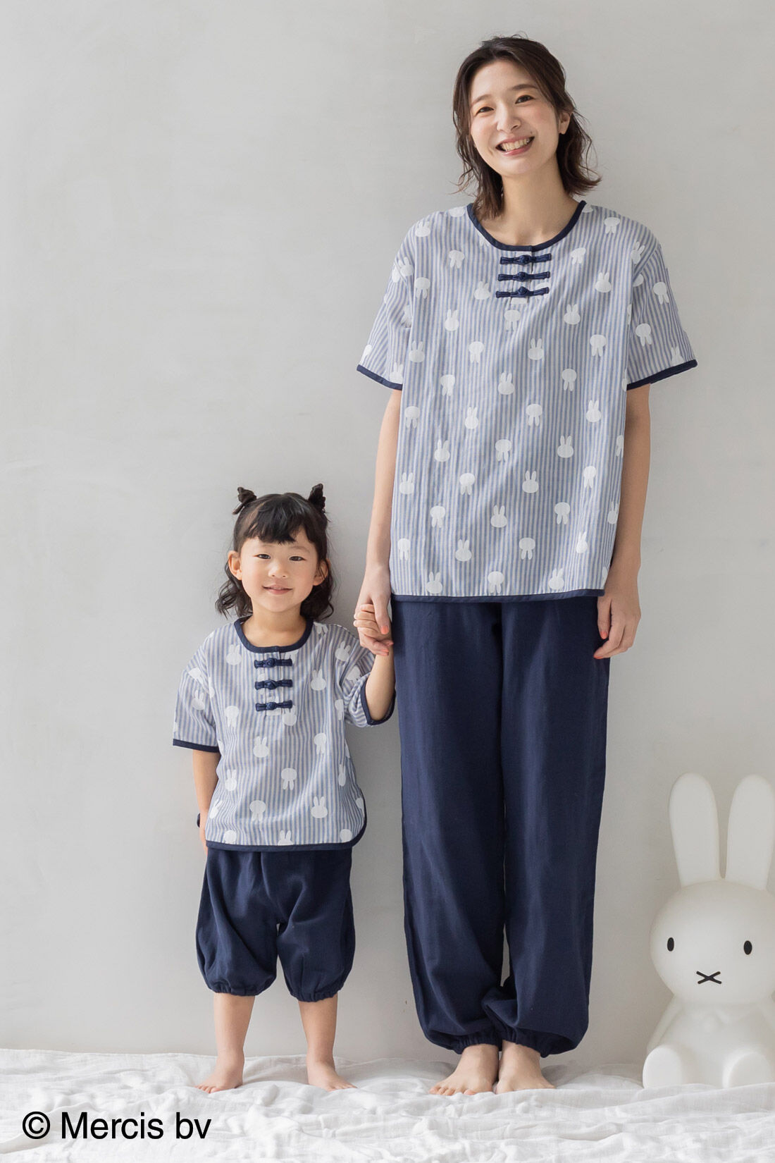 フェリシモギフトショップ|リブ イン コンフォート ×miffy　ふわふわダブルガーゼのストライプ半袖キッズセットアップ