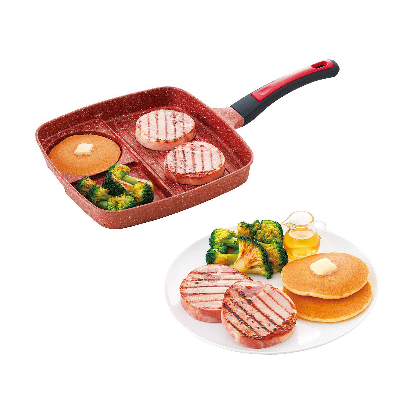 フェリシモギフトショップ|３つの料理が一度にできちゃう　仕切りフライパン