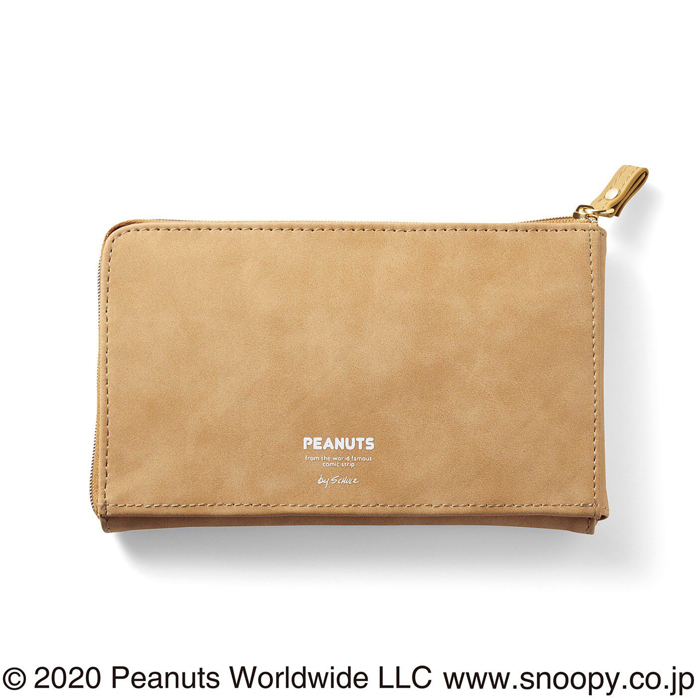フェリシモギフトショップ|PEANUTS　スヌーピーと一緒にお出かけ 長財布（ブルー）|BACK：PEANUTSのロゴ入り。　※お届けするカラーとは異なります。
