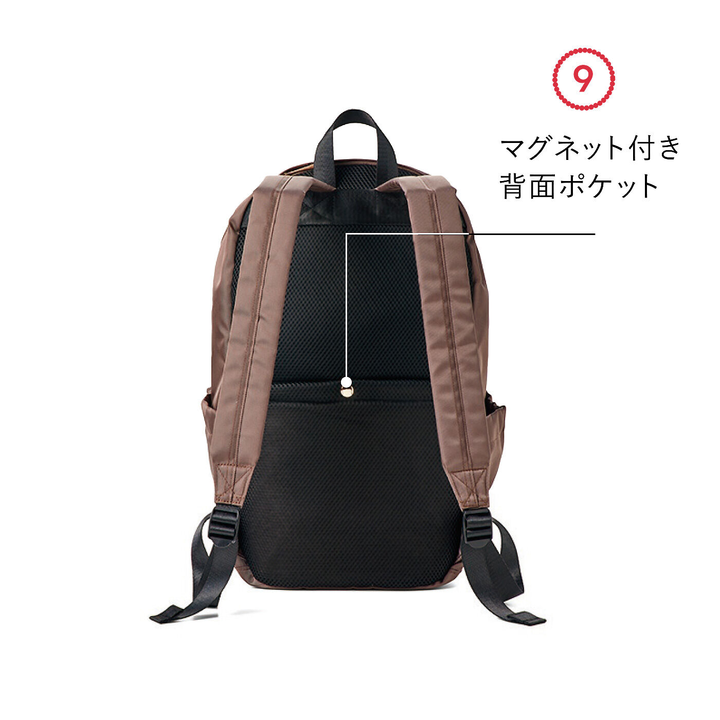 フェリシモギフトショップ|ラミプリュス　ガバッと開いて一目瞭然！ 9ポケ＆仕切りで仕分け上手 撥水スマートリュック〈パールココア〉