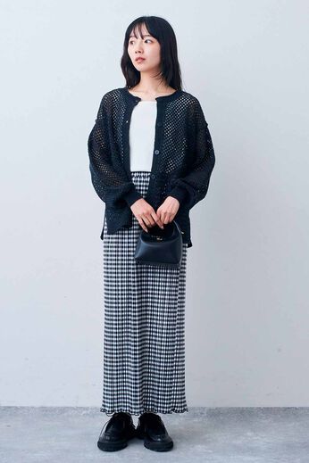 フェリシモギフトショップ | らくちんきれいなプリーツスカート〈ＢＫ〉リブイン