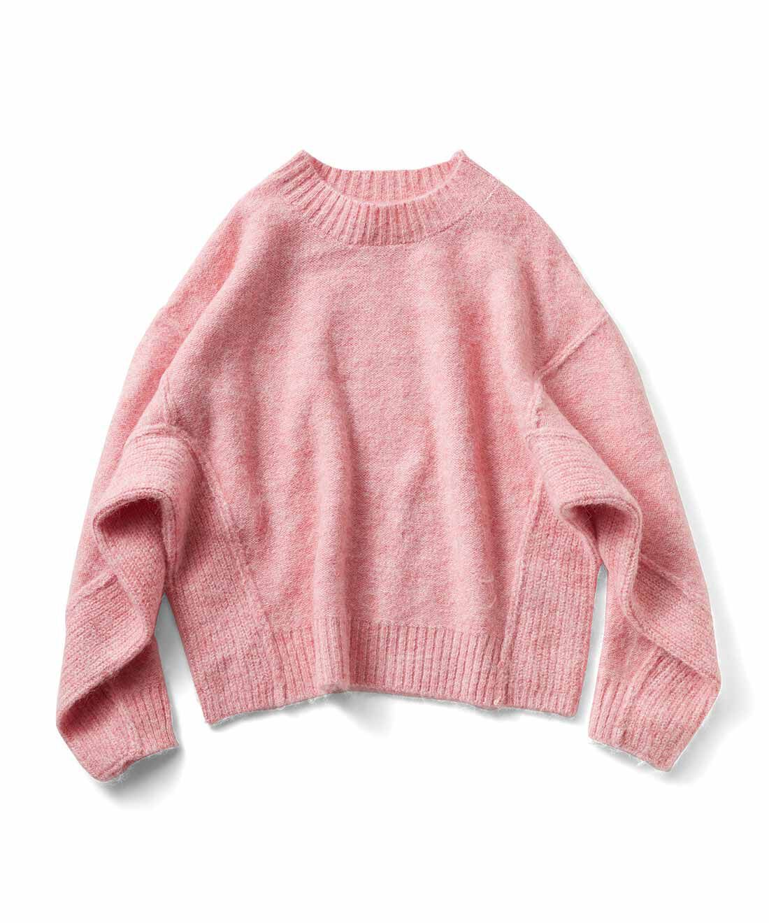 フェリシモギフトショップ|リブ イン コンフォート 切り替えデザインで着映えする 洗えるニットトップス〈ピーチピンク〉|ピーチピンク