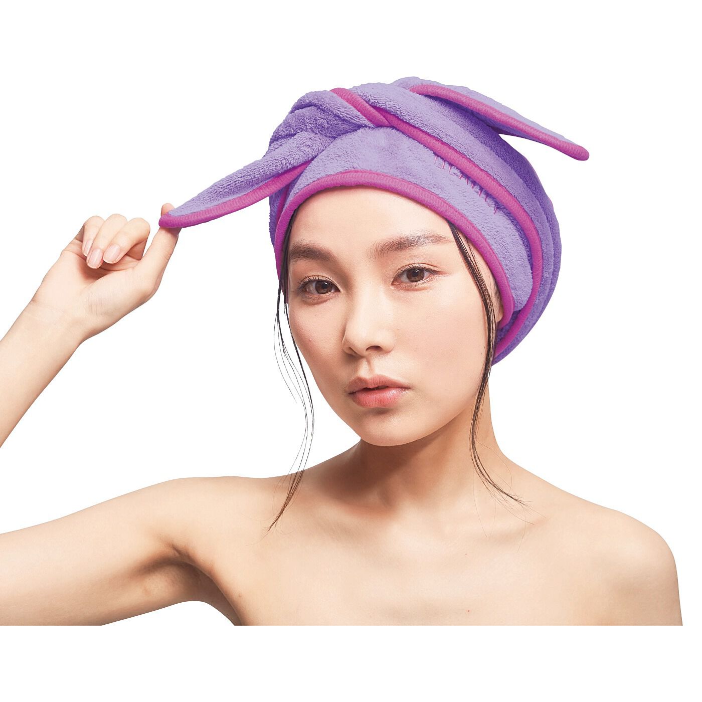 フェリシモギフトショップ|濡（ぬ）れたロングヘアもすばやく吸水！かぶって巻いてクイックドライヘアターバン〈パープル〉