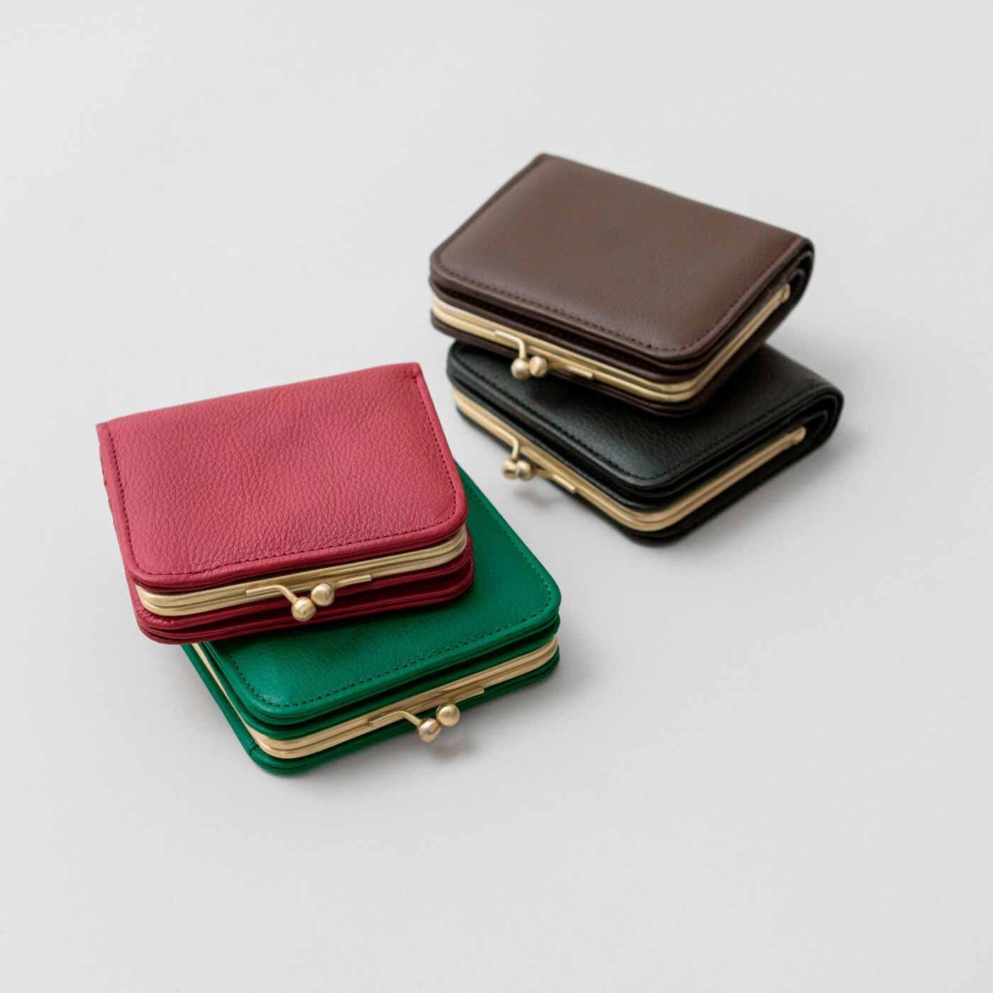 フェリシモギフトショップ|財布作りのプロ集団が作った 職人本革のプチファヴォリウォレット〈バジル色〉|プチファヴォリウォレットの色は4色。　※お届けするのは〈バジル色〉です。