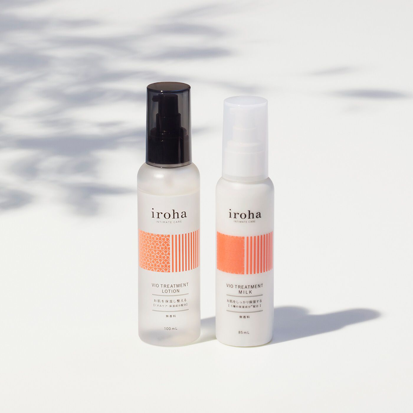 フェリシモギフトショップ|iroha ＶＩＯ　トリートメントミルク|お肌にうるおいを与えて整える、化粧水と保湿ケアをご用意しています。　左：トリートメントローション　右：トリートメントミルク　※お届けはトリートメントミルクです。