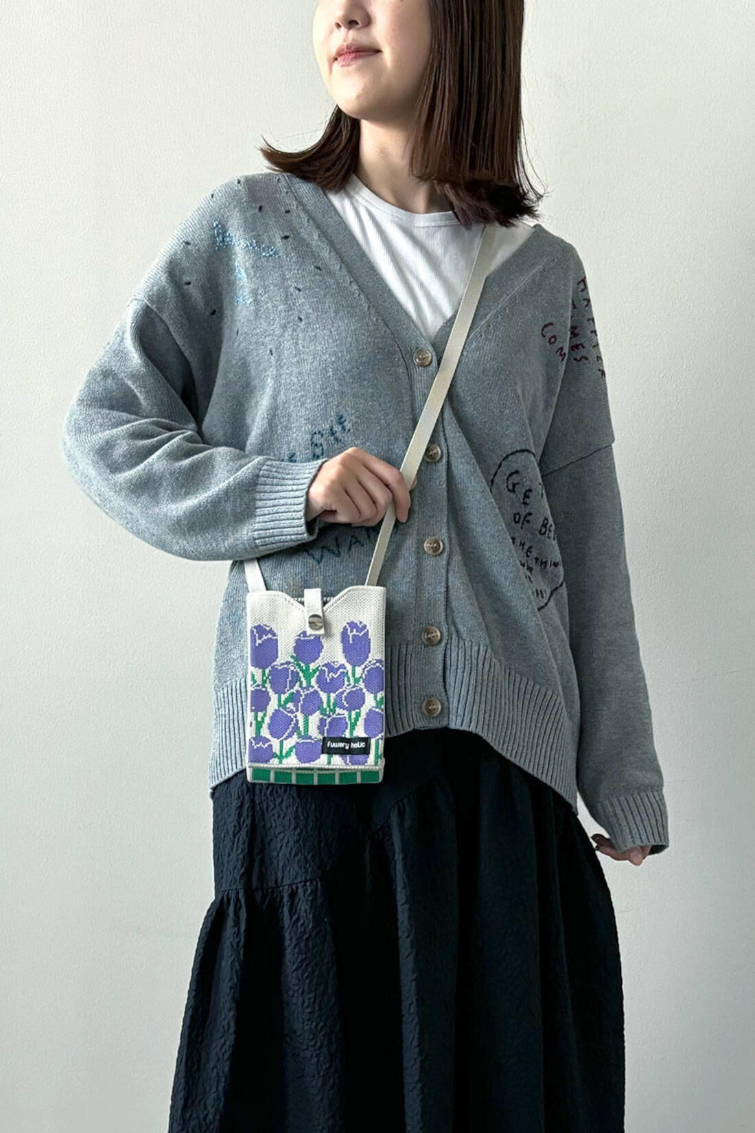 フェリシモギフトショップ|ニットポシェットチューリップ柄【シロップ．バスケット】|1.ブルー