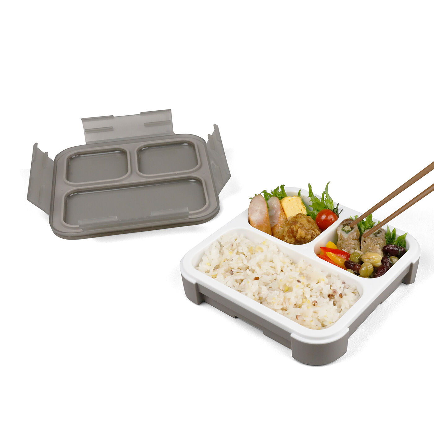 フェリシモギフトショップ|立て入れでも汁がこぼれにくい　スリムに運べるランチボックス 500ml〈グレー〉