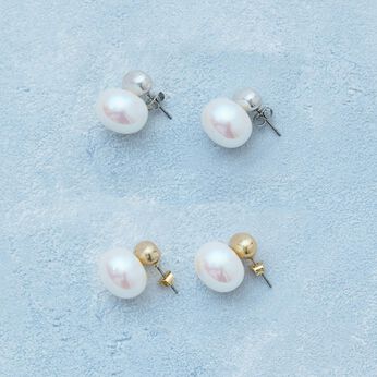フェリシモギフトショップ | パールとパーツ重ねピアス　ＩＥＳ