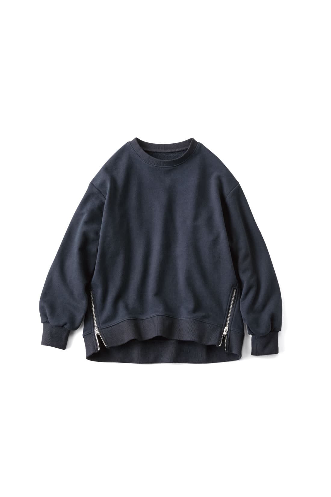 フェリシモギフトショップ|リブ イン コンフォート　Ｌｉｖｅ　Ｌｏｖｅ　ＣｏｔｔｏｎⓇプロジェクト　大人っぽく着られる　すそファスナースウェットトップス 〈ブラック〉|ブラック