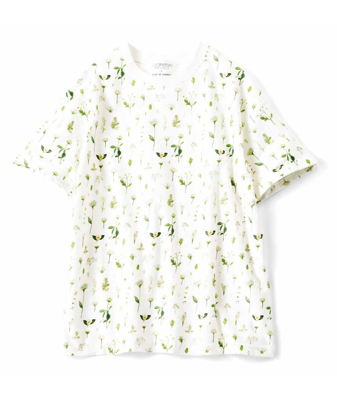 フェリシモギフトショップ|リブ イン コンフォート×plantica 美しく咲き誇る コットンTシャツ by LOVE＆PEACE PROJECT〈ホワイト〉
