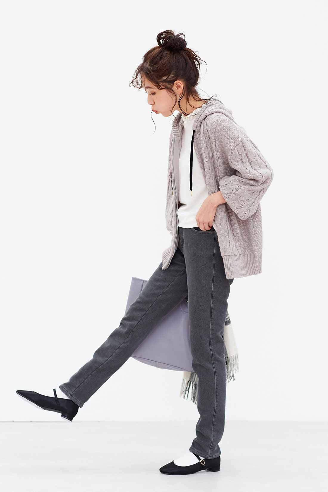 フェリシモギフトショップ|リブ イン コンフォート　ぬくぬくでしあわせ あったかすっきり裏ボアパンツ〈グレーデニム〉