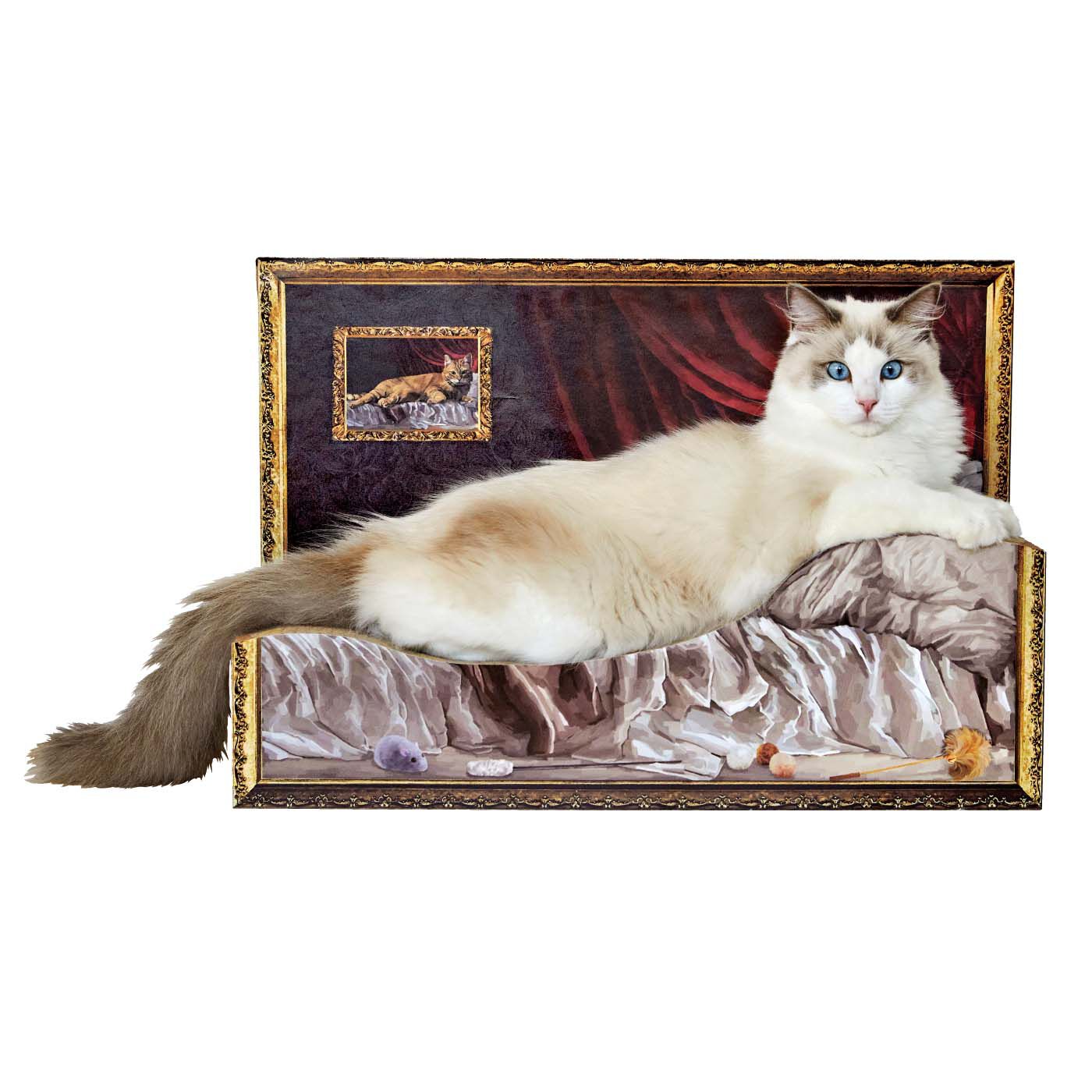 フェリシモギフトショップ|猫がくつろぐ名画が完成 アートな裸婦画風つめとぎ|モデル猫：おもち（4.7kg）