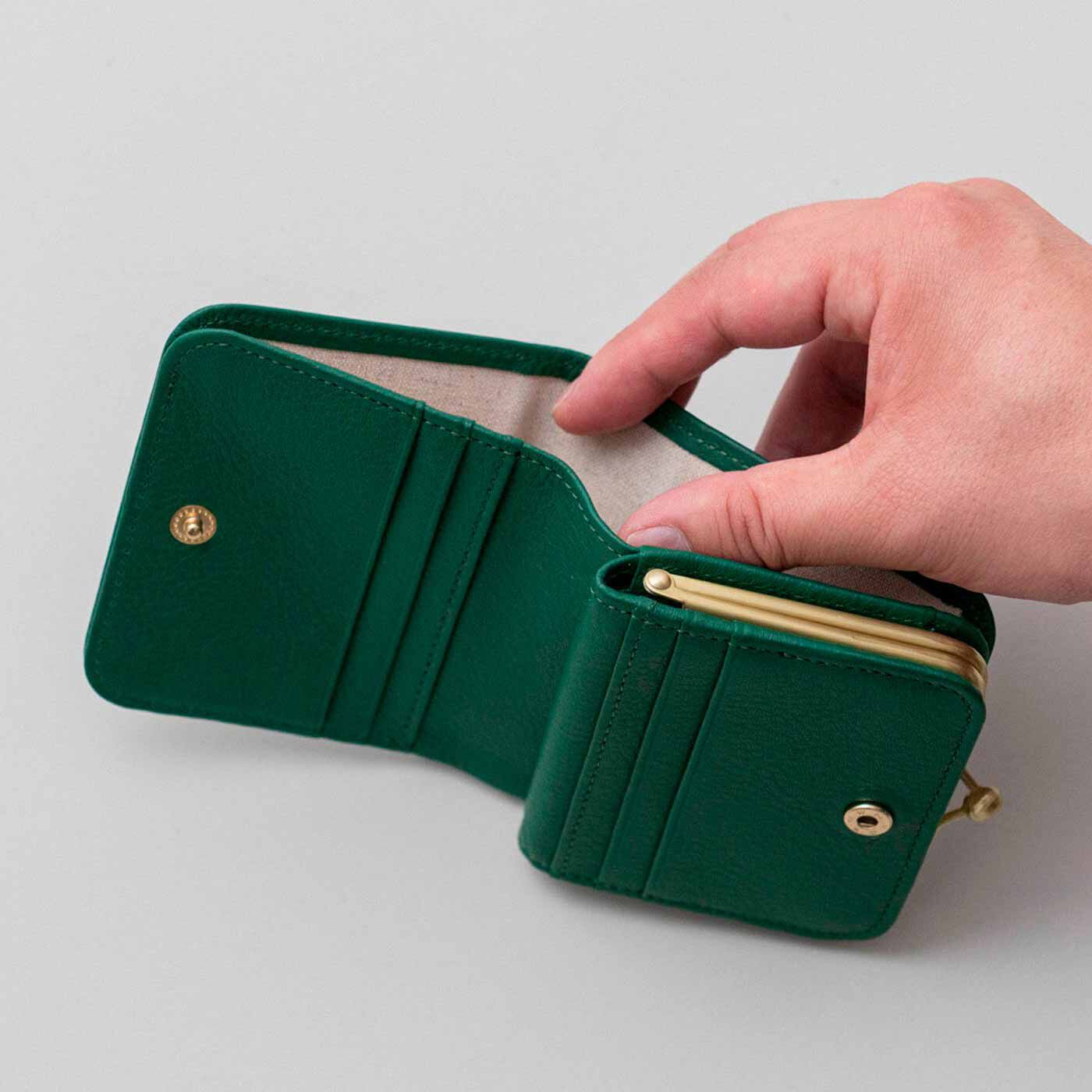 フェリシモギフトショップ|財布作りのプロ集団が作った 職人本革のプチファヴォリウォレット〈バジル色〉