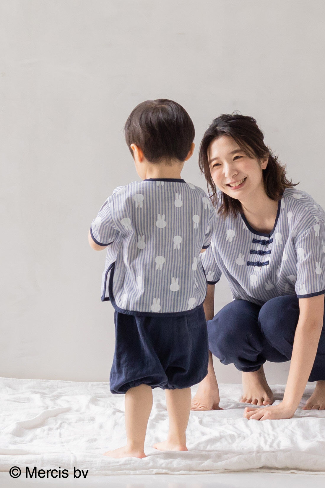 フェリシモギフトショップ|リブ イン コンフォート ×miffy　ふわふわダブルガーゼのストライプ半袖キッズセットアップ