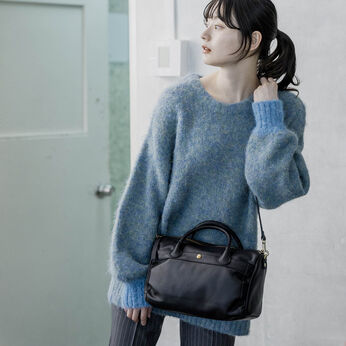 フェリシモギフトショップ | 職人本革バレルボストン〈ブラック〉