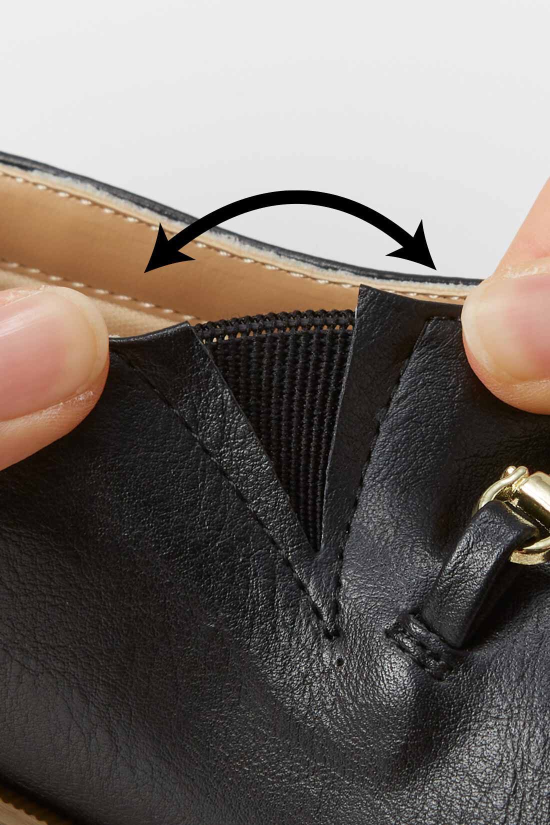 フェリシモギフトショップ|リブ イン コンフォート　はまじとコラボ ビット遣いが上品な やわらかフラットシューティ〈ホワイト〉|内側のダブルゴム仕様で脱ぎ履きらくちん。※お届けするカラーとは異なります。