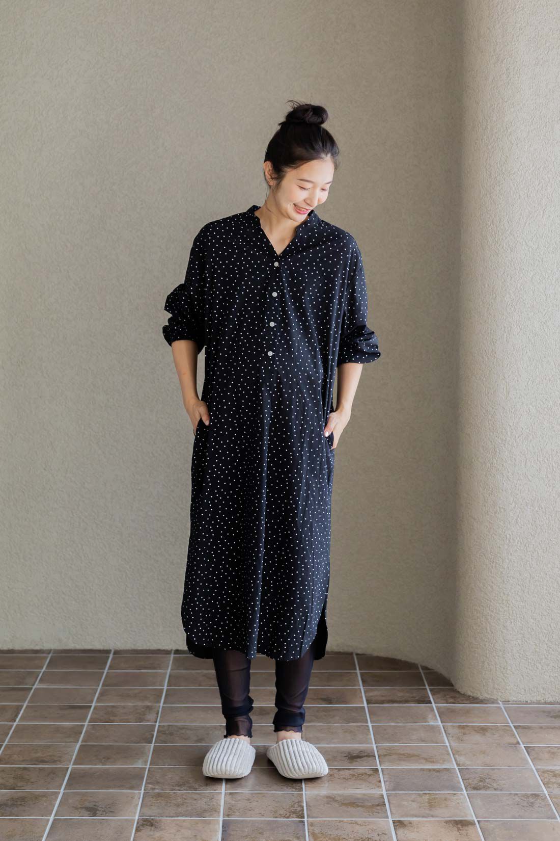 フェリシモギフトショップ|Moredde　マタニティから産後も使える　ママによりそうワンピースパジャマ〈ドット〉