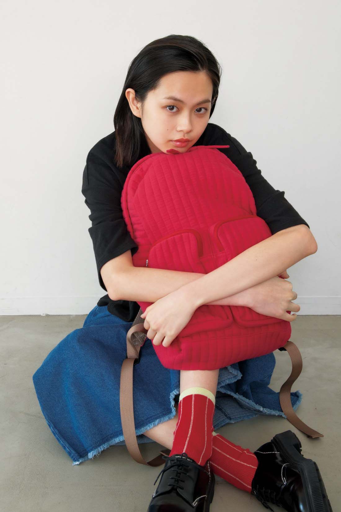 フェリシモギフトショップ|mensha!　洗える！ キルティングガーゼ フラッフィーリュック〈ローズレッド〉