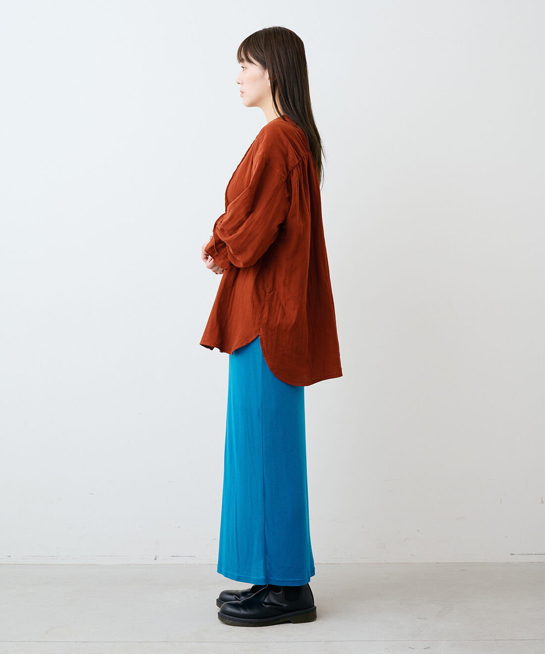 mensha!［メンシャ！］|ベロアブザムのキャンディースリーブ ガーゼブラウスと[いっしょ買いで 220円OFF] ガーゼ スカートのコーディネート