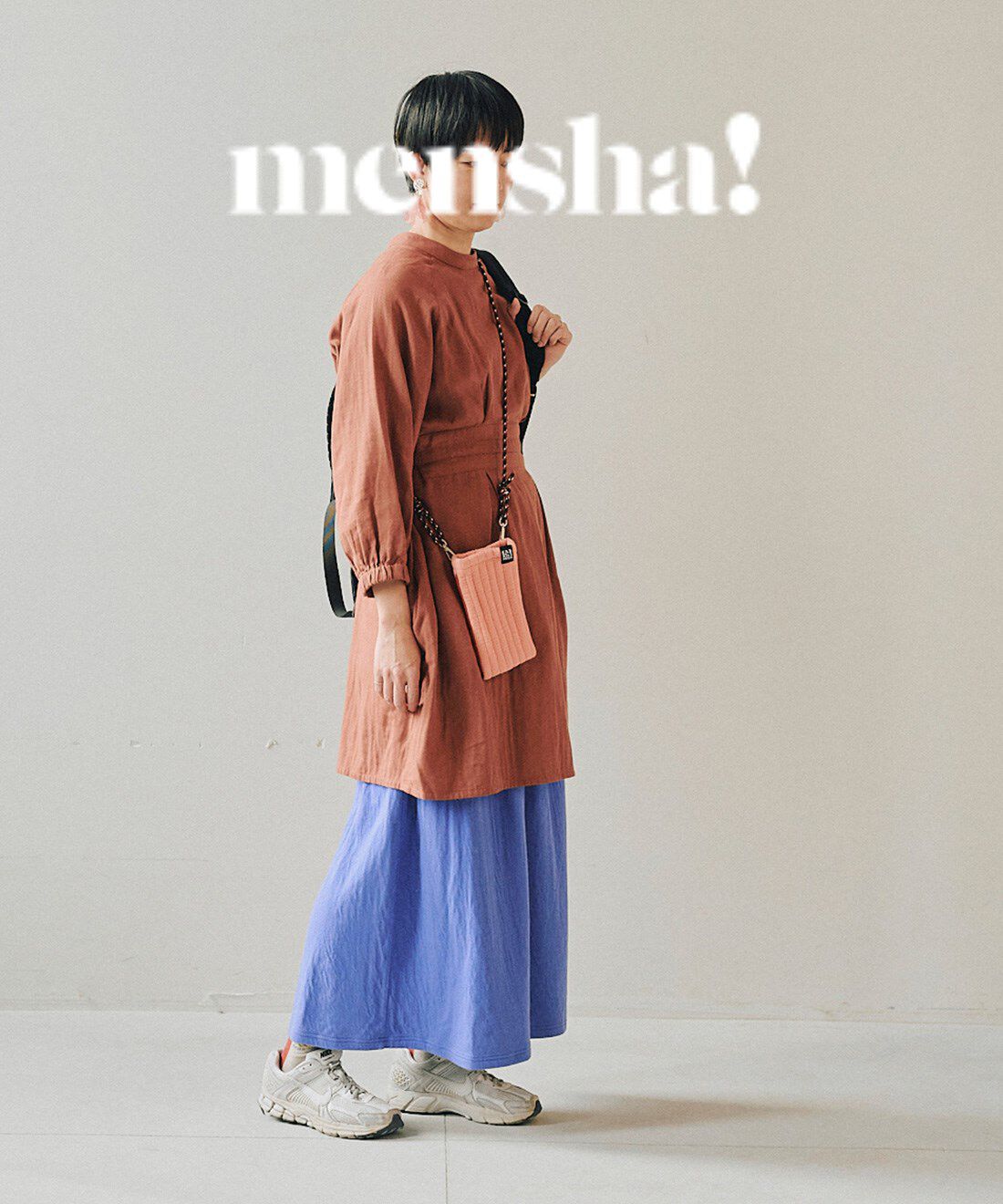 mensha!［メンシャ！］|mensha!　ヴィンテージライクな 2-WAYレイヤード サージカルガーゼチュニックの会|モデル身長 ：165cm 着用サイズ ：M
