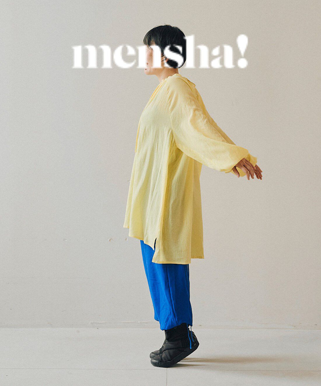 mensha!［メンシャ！］|mensha!　シングル楊柳（よう りゅう）ガーゼ 色めきカフタンチュニックの会|モデル身長 ：154cm 着用サイズ ：M