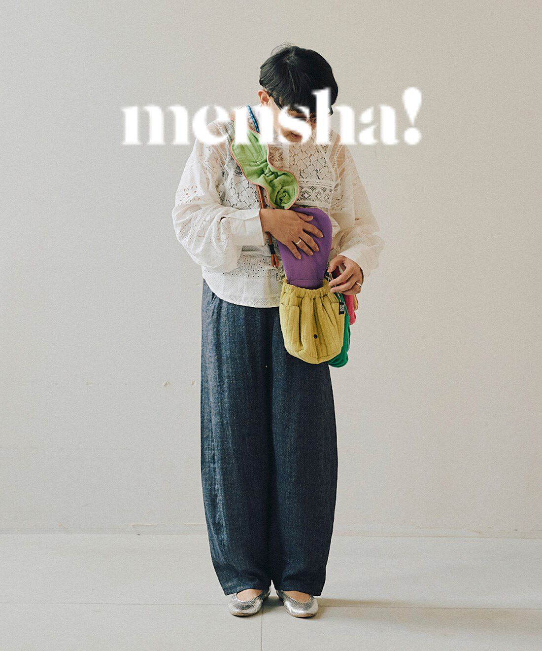 mensha!［メンシャ！］|mensha!　洗える！ キルティングガーゼ フラッフィーカスタムショルダーバッグの会|モデル身長 ：162cm 着用サイズ ：M