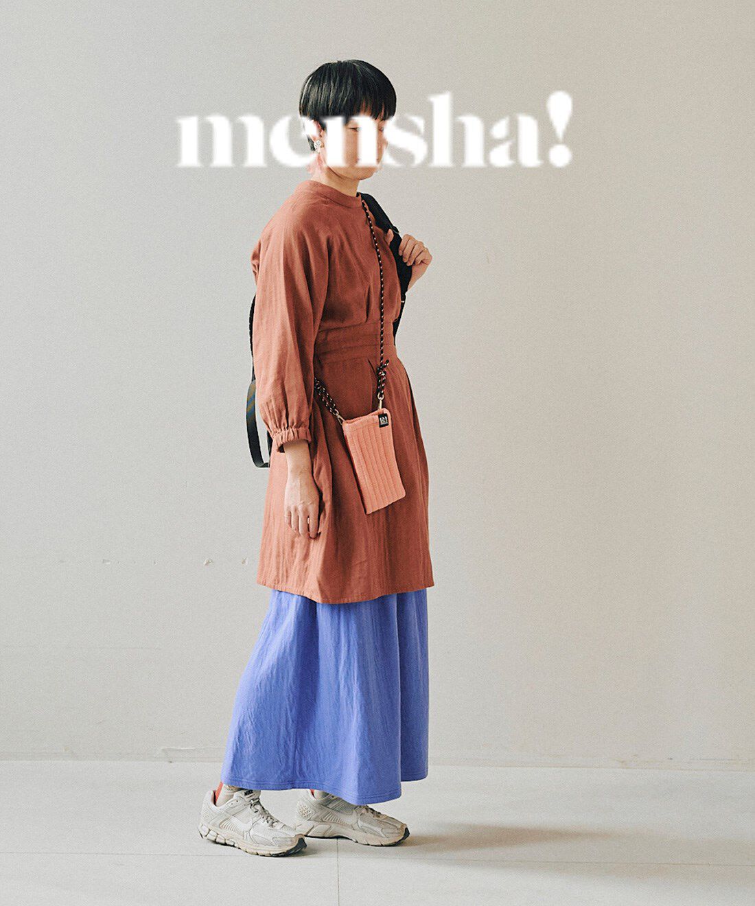 mensha!［メンシャ！］|mensha!　洗える！キルティングガーゼ フラッフィーカスタムサコッシュの会|モデル身長 ：165cm 着用サイズ ：M