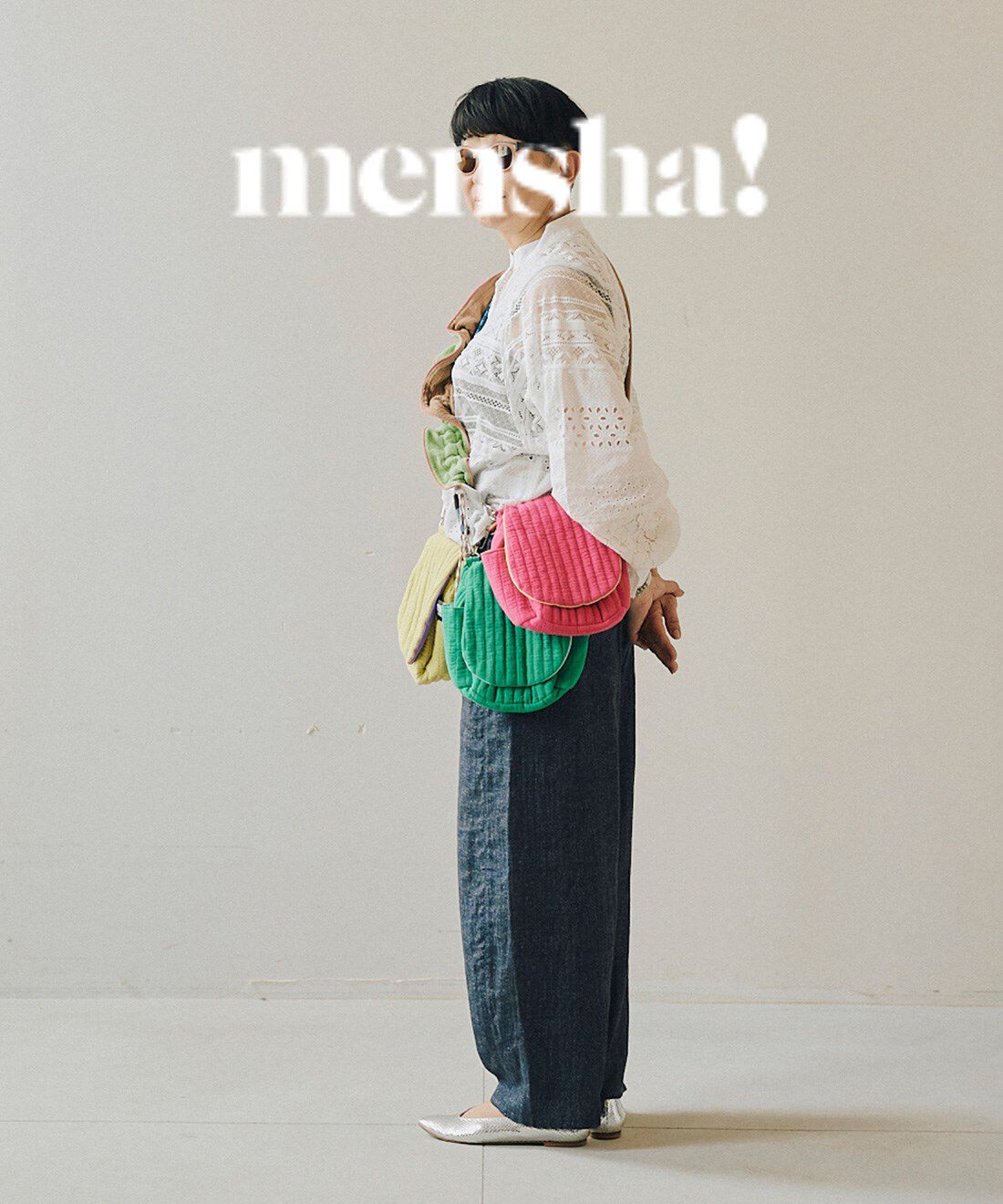 mensha!［メンシャ！］|mensha!　洗える！ キルティングガーゼ フラッフィーカスタムショルダーバッグの会|モデル身長 ：162cm 着用サイズ ：M